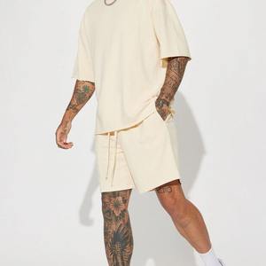 Ensemble homme personnalisé avec logo, t-shirt à manches courtes et short 100% coton, vêtements homme, ensemble court 2 pièces en coton respirant - Product Image 2
