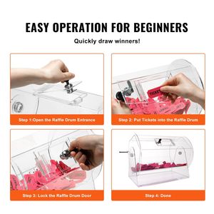 Tamburo Professionale in Acrilico per Lotterie con 2 Chiavi, Gabbia Trasparente Girevole per Estrazioni, Forniture per Feste per 10.000 Biglietti - Product Image 5