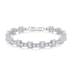 Moissanite Radiant Cut Tennis Bracelet Alternating Shape Sparkling Party <b>Gift</b> Unisex GRA Certified Hip hop Moissanite Jewelry - Product Image 2