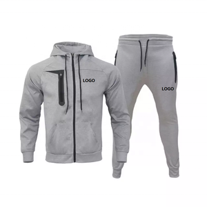 Ensemble de survêtement court en molleton imprimé respirant pour sports d'hiver, 100 % coton, deux pièces, coupe ajustée, pour homme - Product Image 1