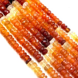 Natural Mexican Fire Opal Faceted Rondelle Beads Mexican Opal Beads Top Quality <b>Machine</b> <b>Cut</b> Faceted Opal Beads 6x8 mm Opal Beads - Product Image 6