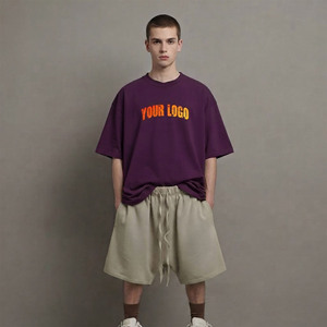 Ensemble T-shirt et short pour homme personnalisé, écologique, respirant, à séchage rapide, imprimé, 100% coton, streetwear, coupe classique, 340 GSM - Product Image 4