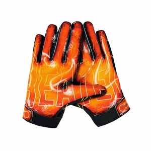 Gants de football américain à doigts entiers, impression par sublimation, polyester, antidérapants, unisexes, toutes saisons, fermeture auto-agrippante - Product Image 2