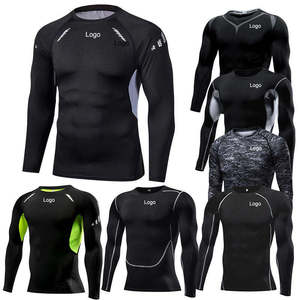 Camisetas de Entrenamiento para Hombre, 100% Poliéster, 180 Gsm, Tallas S-3XL, Camisetas de Compresión de Manga Larga para Gimnasio, con Logotipo Personalizado - Product Image 1