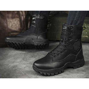 รองเท้าบูทผู้ชายสไตล์คลาสสิกสีดำ ทนลม รองเท้าบูทผู้ชายแบบแข็งแรง รองเท้าบูทผู้ชายหุ้มข้อสูง กันน้ำ - Product Image 6