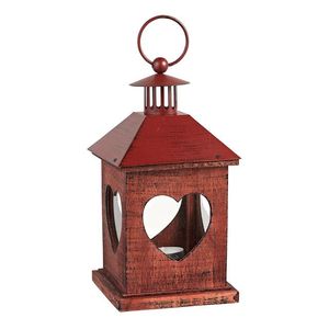 Red Metal Christmas Candle <b>Lantern</b> Decorative Reindeer Star Heart Cutout Hanging <b>Tea</b> <b>Light</b> Holder Vintage Table Centerpiece - Product Image 3