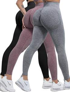 Leggings de yoga sin costuras color granate de secado rápido para mujer, 100% algodón, cintura alta, con logo personalizado, pantalones ajustados para mujer en venta - Product Image 3