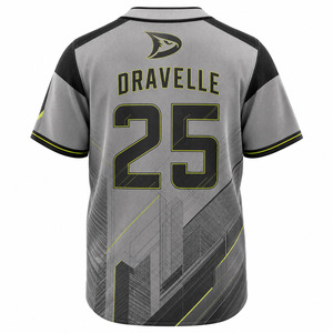 DRAVELLE INDUSTRY Baseball Jersey Short Sleeve <b>Button</b> Front Geometric Print Moisture Wicking Anti-Bacterial 100% Polyester - Product Image 3