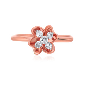 Anillo Delicado de Oro Rosa de 14K con Diamantes, Diseño de Flor Abierta, Detalles Brillantes, Ideal para Aniversarios y Regalos - Product Image 3