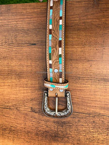 Nouvel arrivage de ceintures florales occidentales en cuir véritable usinées à la main et peintes à la main Ceintures unisexes en cuir véritable usiné à la main - Product Image 4