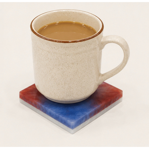 Ensemble de sous-verres en résine époxy marbrée rouge et bleue personnalisés avec support – Vente en gros de dessous de verre en acrylique de luxe au design abstrait pour table – Offre spéciale - Product Image 6