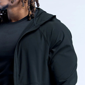 Top Selling OEM Custom Logo Midnight Black Men Zip Jacket & Zip Hoodie Lightweight Quick Dry Gym & Streetwear Hoodie For Men - Product Image 6
