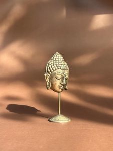 Estatua de Cabeza de Buda de Latón Antiguo Moderno, Artesanía Metálica Artística Duradera, Decoración para el Hogar - Product Image 2