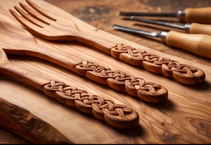Wooden Flatware Set With Braided Handles Matte Finish Traditional Design Eco Friendly Cutlery For <b>Camping</b> <b>Kitchen</b> Use And Hotel - Product Image 3