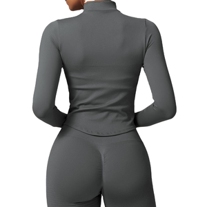Custom Training Athletic Zip Fitted Four-Way Stretch Spandex/Nylon <b>Yoga</b> <b>Jacket</b> Women Sweat Wicking Running Workout Turtleneck - Product Image 3