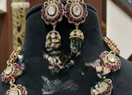 Ensemble collier et boucles d'oreilles élégants en moissanite plaqué or de qualité supérieure, classiques, pour mariage, fête et fiançailles, pour femmes - Product Image 2