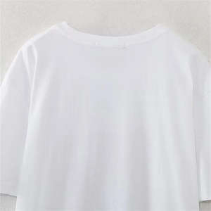 T-shirts d'été personnalisés pour femmes, taille sur mesure, à manches courtes, décontractés, de haute qualité, séchage rapide, 100 % coton respirant, couleur unie, vente en gros - Product Image 5