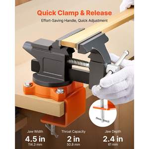 Étau d'établi portable de 4,5 pouces avec base pivotante à 270 degrés et fixation rapide pour la construction, la découpe et le travail de modélisme - Product Image 4