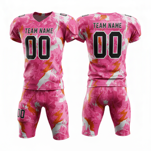 Ensemble maillot et short de football américain personnalisé sublimé respirant avec logo frontal 100 % polyester grandes tailles - Product Image 4