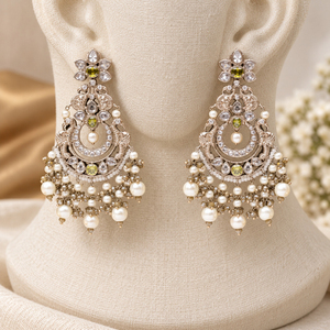Wholesale Silver Plated <b>Pearl</b> Crescent Chandelier <b>Earrings</b> Bulk Custom Bridal Jewelry - Product Image 6