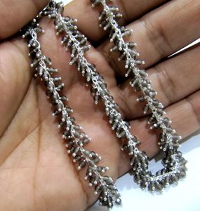 Natural Smoky Quartz 2.5mm RondelleCluster <b>Rosary</b> Chain Dangling Wire Wrapped Grape Chain - Product Image 2