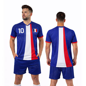Conjunto de Camiseta y Pantalones Cortos de Fútbol Estilo Francés Personalizado, Uniforme de Entrenamiento de Fútbol de Manga Corta, Ropa Deportiva Transpirable - Product Image 1