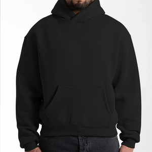 <b>Men's</b> Solid Color Hooded Sweatshirt Regular Fit Cotton French Terry Casual <b>Pullover</b> with Front Pocket Autumn Wear - Product Image 3