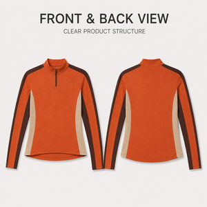 Maillot de cyclisme personnalisé pour femme, demi-zip, manches longues, color block, pour vélo de route, tenue d'équipe, OEM - Product Image 4