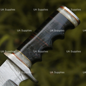 Couteau Bowie de chasse et de camping en acier Damas de qualité supérieure, lame fixe, manche en cuir empilé, fabrication OEM 1 - Product Image 4