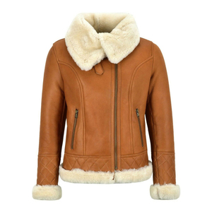 Personalized Brown Genuine <b>Sheepskin</b> Sherpa Shearling Faux Fur Lined Aviator Flight Pilot Winter Warm Bomber Customize - Product Image 1