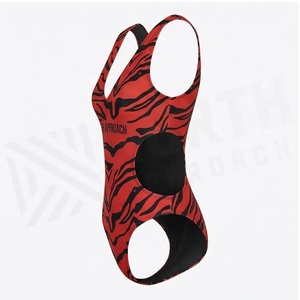 Traje de baño de una pieza con estampado de tigre rojo para mujer de North Approach, traje de baño elástico con cuello en V profundo - Product Image 3
