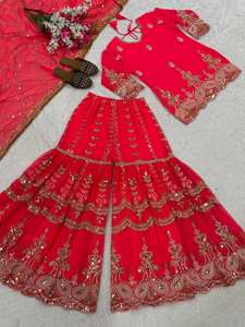 Ensemble de costume ethnique de luxe en georgette de renard de qualité supérieure, 3 pièces, pour l'Aïd, Diwali, les réceptions, les fiançailles et les occasions spéciales - Product Image 4