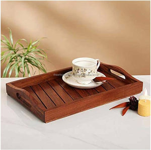 Elegante bandeja cuadrada de madera de mango de acacia, artesanía natural de alta calidad para servir en la cocina, ensalada de frutas y alimentos - Product Image 1