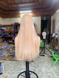 Peluca con malla frontal de cabello humano para niña blanca, peluca rusa virgen alineada con cutícula completa dibujada a doble de fábrica - Product Image 4
