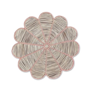 Assiette de présentation en rotin faite à la main, 13 pouces, tressée, creuse, en forme de fleur, verte, style bohème - Product Image 4