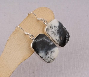 925 Sterling Silver Dendritic <b>Opal</b> <b>Earrings</b> Natural Black and White Gemstone Dangle <b>Earrings</b> Handmade Jewelry Wholesaler Custom - Product Image 3