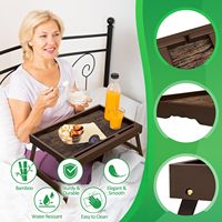 Plateau de lit pliable en bois de manguier avec pieds détachables, poignée ergonomique, portable, compatible lave-vaisselle, pour ordinateur portable/tablette