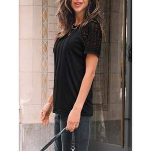 2025เสื้อยืดถักลูกไม้แขนสั้นแนวธุรกิจลำลองสำหรับผู้หญิง2025แฟชั่นฤดูร้อน - Product Image 5