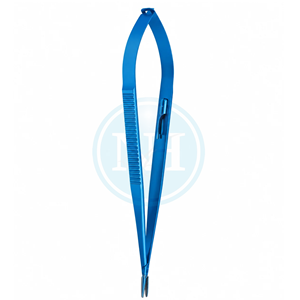 Portaagujas de titanio azul Jacobson, cuerpo redondo, mandíbulas con incrustaciones de diamante, recto - Product Image 4