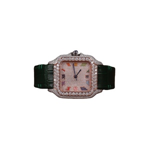 Montre Hip Hop de luxe Moissanite de haute qualité de 41mm avec bracelet en acier inoxydable Verre saphir Logo personnalisé Bracelet en cuir - Product Image 1