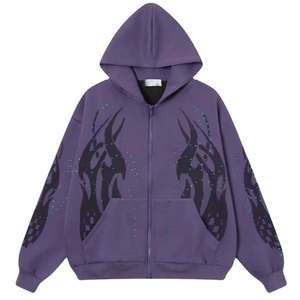 เสื้อฮู้ดซิปติดเพชร รุ่น Unisex ทรงปกติ ผ้าฟลีซ มีฮู้ด เหมาะสำหรับฤดูหนาว สไตล์ไฮสตรีท ปักลาย 3 มิติ ผ้าฝ้าย 100% - Product Image 1