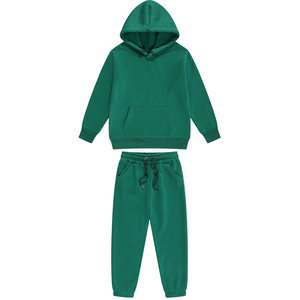 Girls <b>Pink</b> Cotton Hooded <b>Tracksuit</b> Full Sleeve Solid Color Casual Jogging Set with Drawstring Waist and Side Pockets - Product Image 5