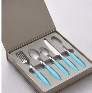 Modern Flatware Set With Turquoise <b>Plastic</b> Handles High <b>Mirror</b> Polish Dishwasher Safe Stainless Steel Cutlery For Dining Use - Product Image 6