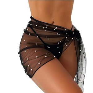 Pearl Bridal <b>Sarong</b> for Women Sheer <b>Bikini</b> Cover-Up Wrap Bride Beach Outfit for Bachelorette Party, Honeymoon Swimwear Cover-Ups - Product Image 1