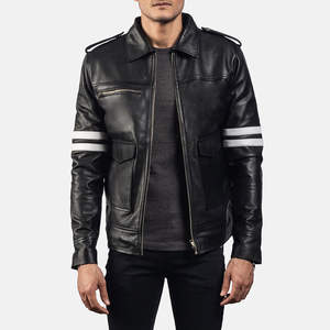 Stylish Casual Men's Leather <b>Jacket</b> with Front Logo Canvas Waterproof & Eco-Friendly Quick Dry Windproof Premium Leather Finish - Product Image 5
