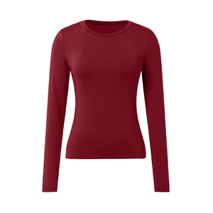 T-shirts pour femmes à manches longues, couleur unie, coupe slim, 100% coton, élégants, fabriqués au Bangladesh. - Product Image 3