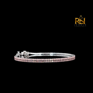 Pink Lab Grown Diamond Tennis Bracelet Fancy Pink Eternity Link Bracelet 9K 14K 18K <b>Solid</b> <b>Gold</b> Fine Jewelry - Product Image 1
