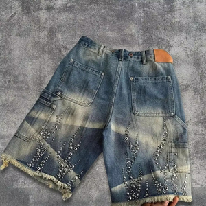 New Arrival Breathable Lightweight Denim Shorts for <b>Men</b> Vintage Medium Wash Relaxed Fit for Streetwear and Summer Fashion - Product Image 2