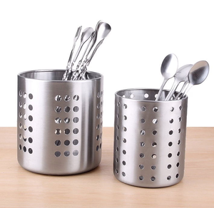 Porte-ustensiles en acier inoxydable, organisateur de rangement pour couverts de cuisine en acier inoxydable pour la maison - Product Image 5
