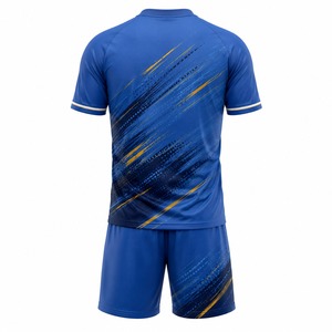 Ensemble maillot et short de football, impression sublimée, anti-transpiration, unisexe adulte, bleu jaune, uniforme d'équipe - Product Image 6